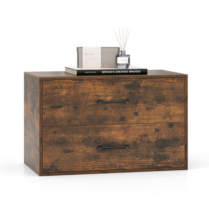 Stackable 2-Drawer Dresser with Anti-scratch Pads and Anti-tipping Devices-Rustic Brown
