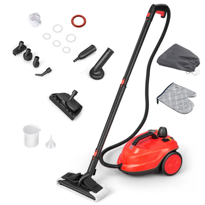 Steam Cleaner 2000W High Pressure Steamer Cleaning Machine with 15-Piece Accessories-Red