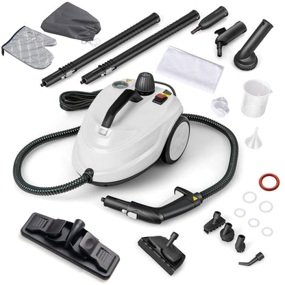 Steam Cleaner 2000W High Pressure Steamer Cleaning Machine with 15-Piece Accessories-White