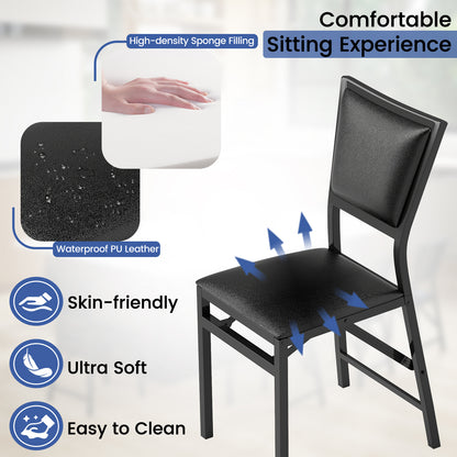 Steel Folding Chair Set of 2 with High Backrest and Steel Frame