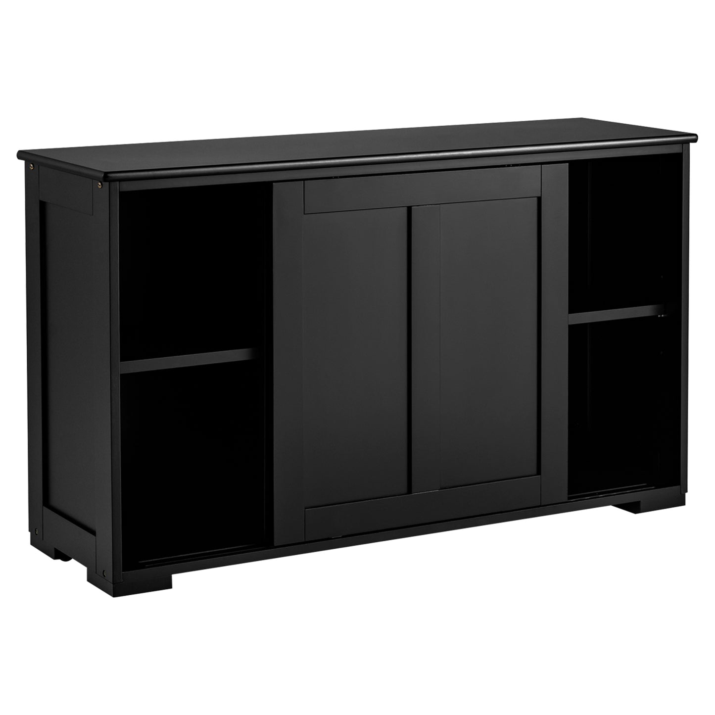 Storage Sideboard with Sliding Door and Double Partition-Black