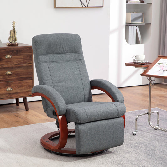 HOMCOM 135Â° Manual Reclining Swivel Chair, with Footrest - Grey