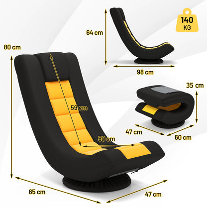 360° Swivel Gaming Chair 4 Position Adjustable Folding Floor Sofa-Yellow