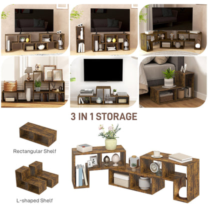 HOMCOM Three-Block Modular TV Stand - Rustic Brown