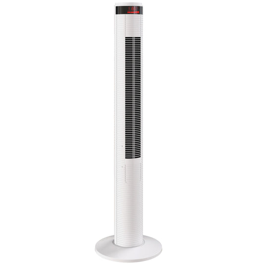 HOMCOM Oscillating Tower Fan Remote Control 3 Speed Modes Cooling Machine White