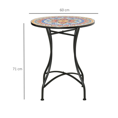 Outsunny _60cm Mosaic Outdoor Patio Table - Red