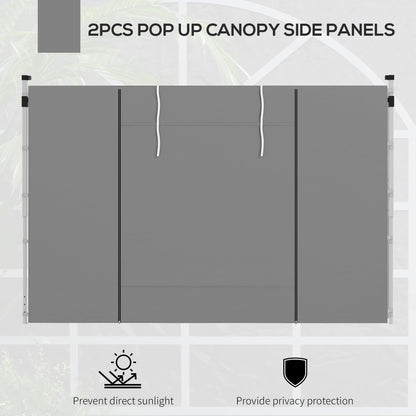 Outsunny Gazebo Side Panels, 2 Pack Sides Replacement, for 3x3(m) or 3x6m Pop Up Gazebo, with Windows and Doors, Light Grey