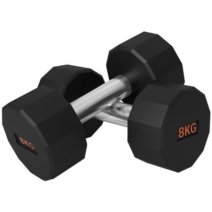 SPORTNOW Dumbbells Weights Set with 12-Sided Shape and Non-Slip Grip for Men Women Home Gym Workout, 2 x 8kg