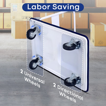 Folding Platform Trolley with Handle and Swivel Wheels