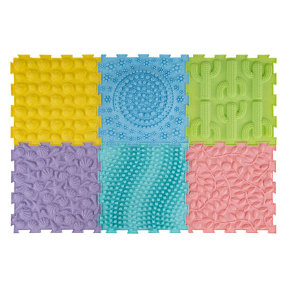 6 PCS Tactile Sensory Mats for Kids and Adults with Rich Colors and Embossed Nature Patterns-Macaron