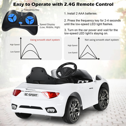 12V Electric Kids Ride On Car for 3+ Years Old Boys Girls-White