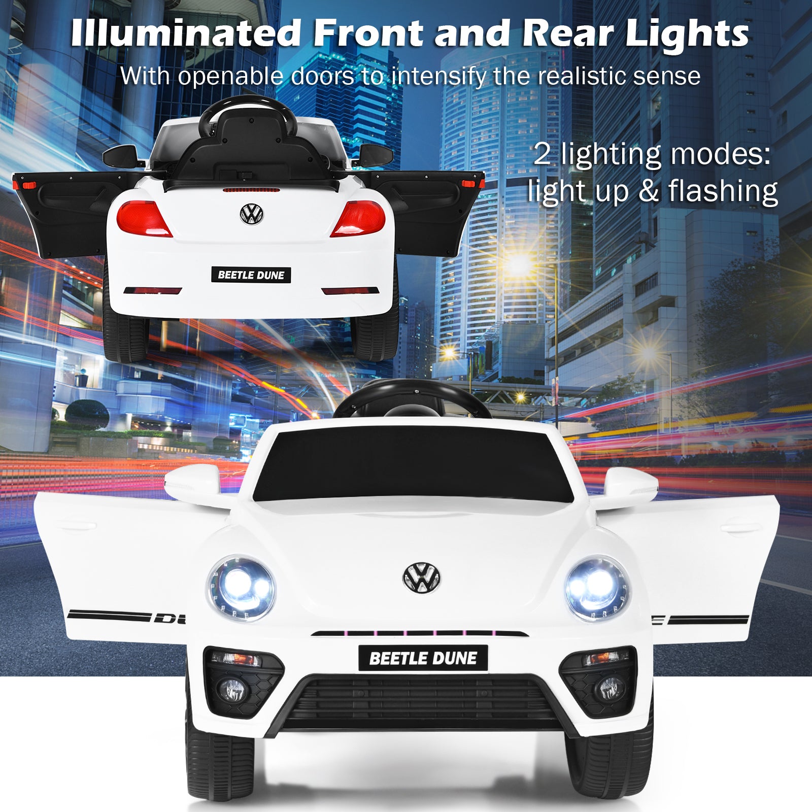 12V Volkswagen Beetle Electric Kids Ride On Car with Remote Control-White