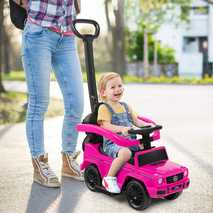 3-in-1 Baby Foot-to Floor Sliding Walker with Push Handle-Pink