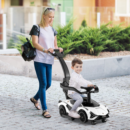 3-in-1 Ride On Push Car with Removable Guardrails and Handle-White