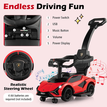3-in-1 Ride On Push Car with Removable Guardrails and Handle-Red