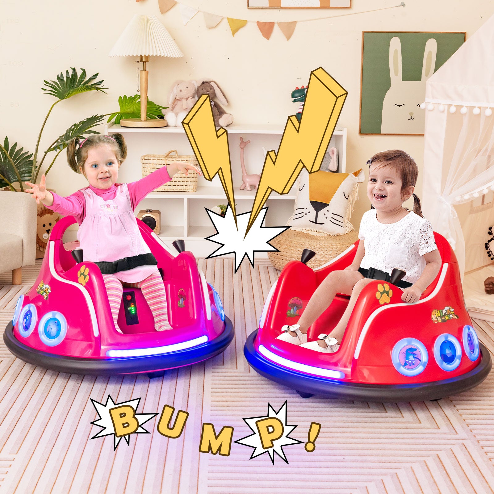 Electric Bumper Car with 360° Spin and Remote Control for Toddlers and Babies-Red
