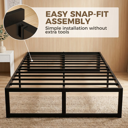HOMCOM 4ft Small Double Bed Frame with Underbed Storage and Steel Slat Support, 32.5 cm Height, Noise-Free, Black