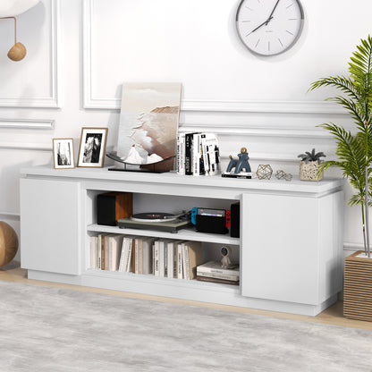 TV Cabinet for TVs up to 80 Inch Media Console Table with 3 Adjustable Shelves-White