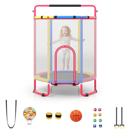 Kids Trampoline with Safety Net for Indoor and Outdoor Use-Multicolor