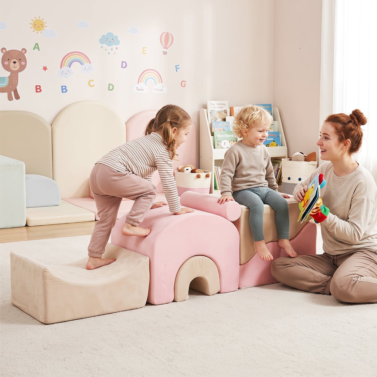 6-Piece Foam Climbing Blocks for Toddlers with Soft Play Set-Multicolor