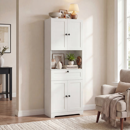 Tall Bathroom Cabinet Freestanding Storage Cabinet with 4 Doors and 1 Drawer-White