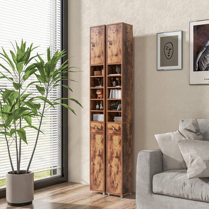 180CM Tall Freestanding Bathroom Cabinet with 2 Doors and 1 Drawer-Rustic Brown