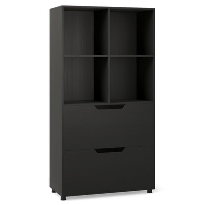 130CM 5-Tier Tall Freestanding Bookshelf for Living Room-Black