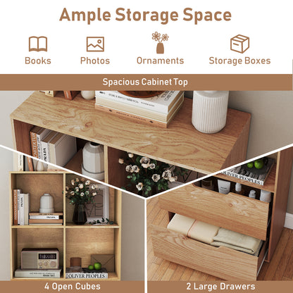 130CM 5-Tier Tall Freestanding Bookshelf for Living Room-Natural