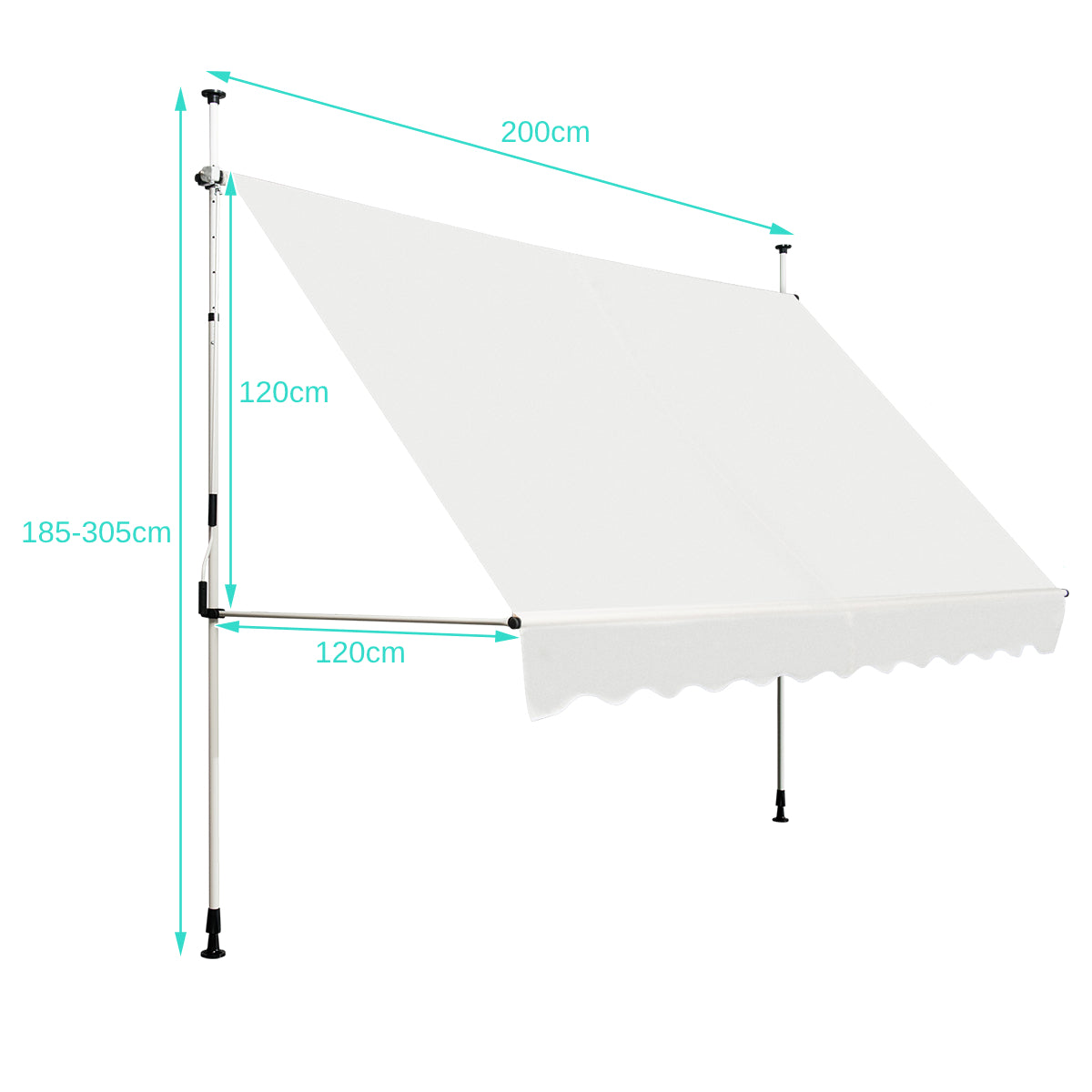 Telescopic Awning Sun Shade Retractable Canopy Sun Shelter for Window Balcony Garden-Beige