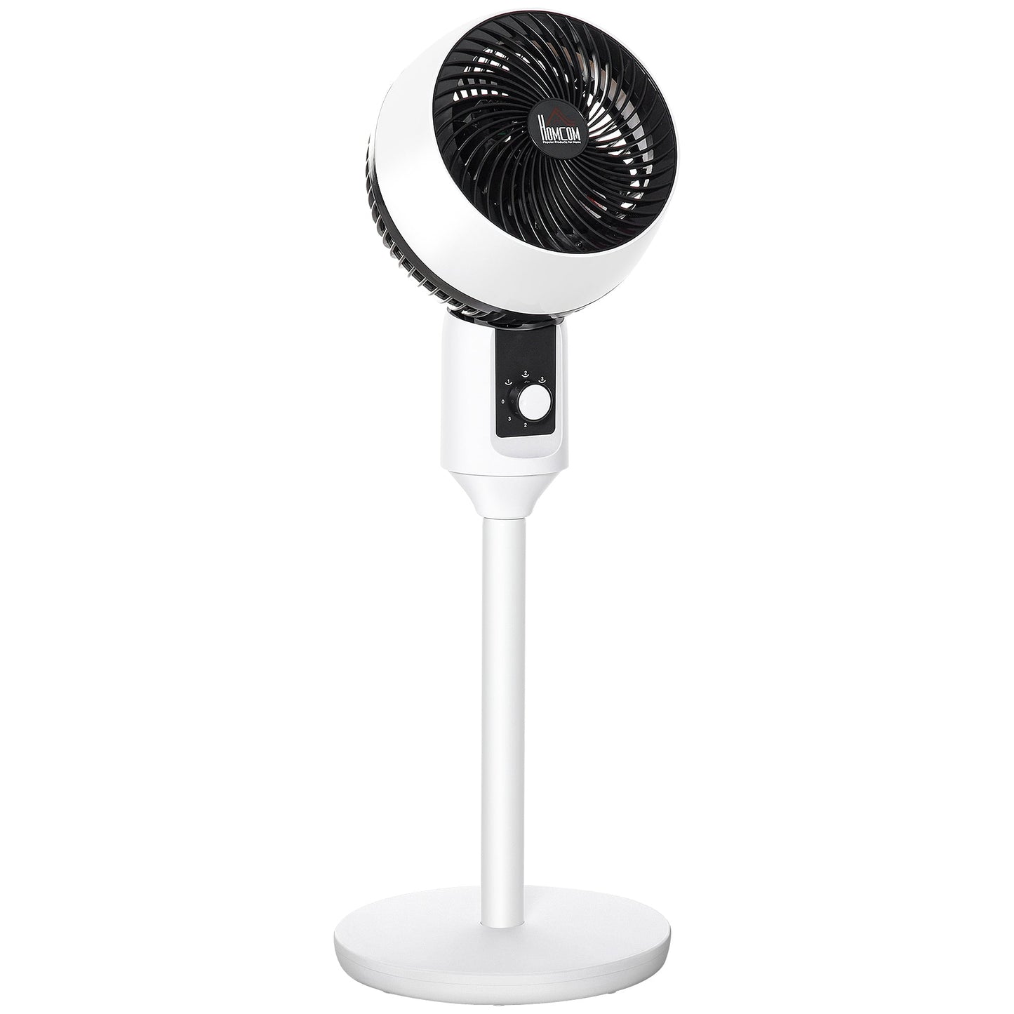 HOMCOM 9'' Air Circulator Fan 3 Speed, 70Â° Oscillation 90Â° Vertical Tilt, Carry Handle, Pedestal Fan, Pedestal Fan for Living Room, Bedroom, Office, White and Black