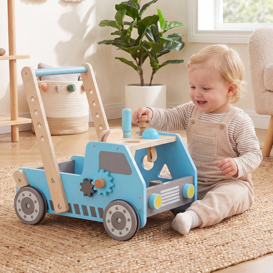 Toddler Push Walker with Adjustable Speed and Bottom Storage-Blue