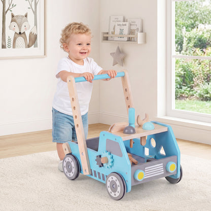 Toddler Push Walker with Adjustable Speed and Bottom Storage-Blue