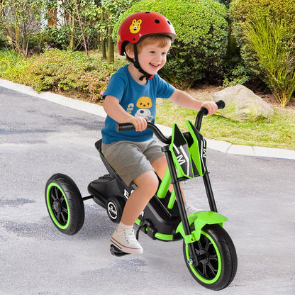 3-Wheel Toddler Bike with Foot Pedals and Steering Handlebars-Green