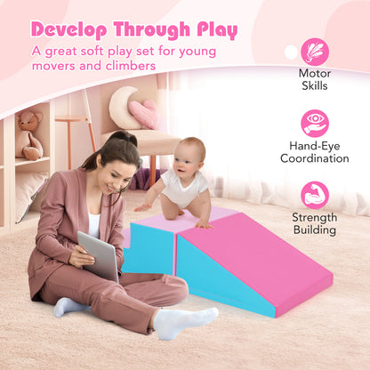 Toddler Climb and Crawl Foam Play Set-Pink & Blue