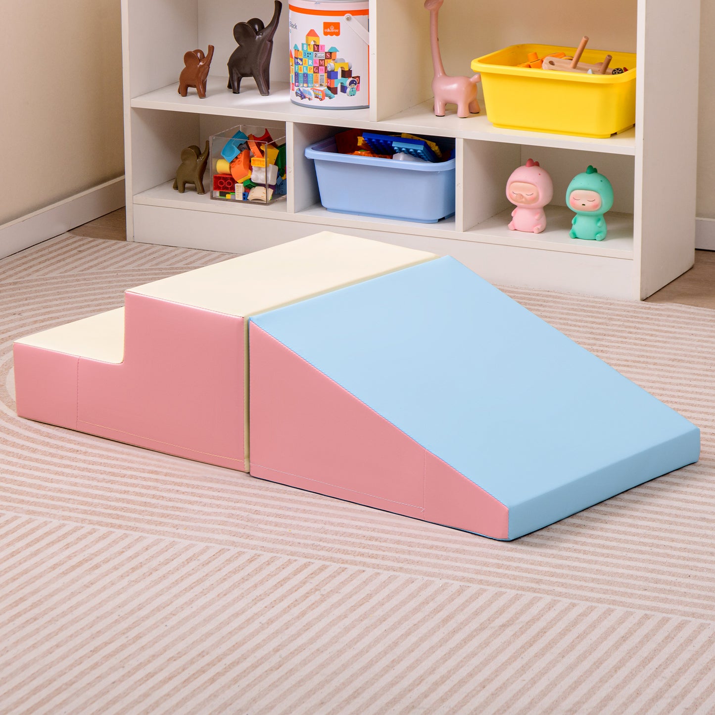Toddler Climb and Crawl Foam Play Set-Pink & Beige