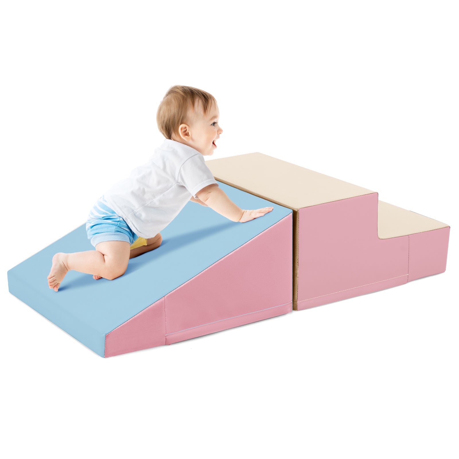 Toddler Climb and Crawl Foam Play Set-Pink & Beige