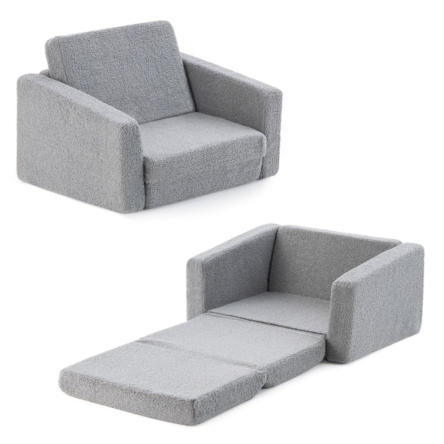 2-in-1 Toddler Fold out Couch with Washable Sofa Cover-M