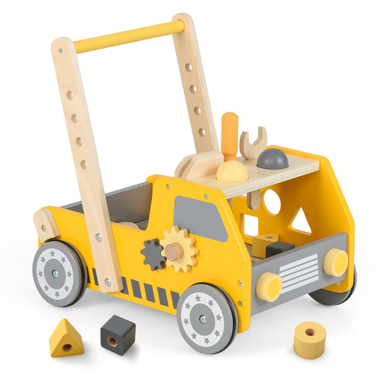 Toddler Push Walker with Adjustable Speed and Bottom Storage-Yellow