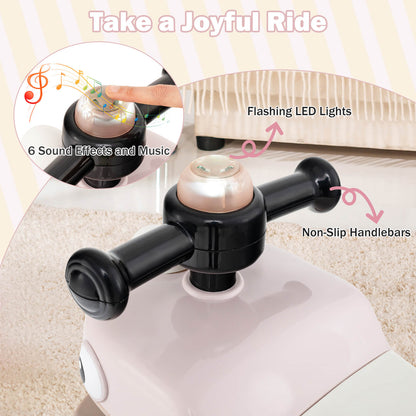 Toddler Ride on Toy with Under Seat Storage with Music and Lights-Pink