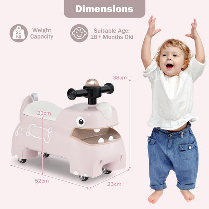Toddler Ride on Toy with Under Seat Storage with Music and Lights-Pink
