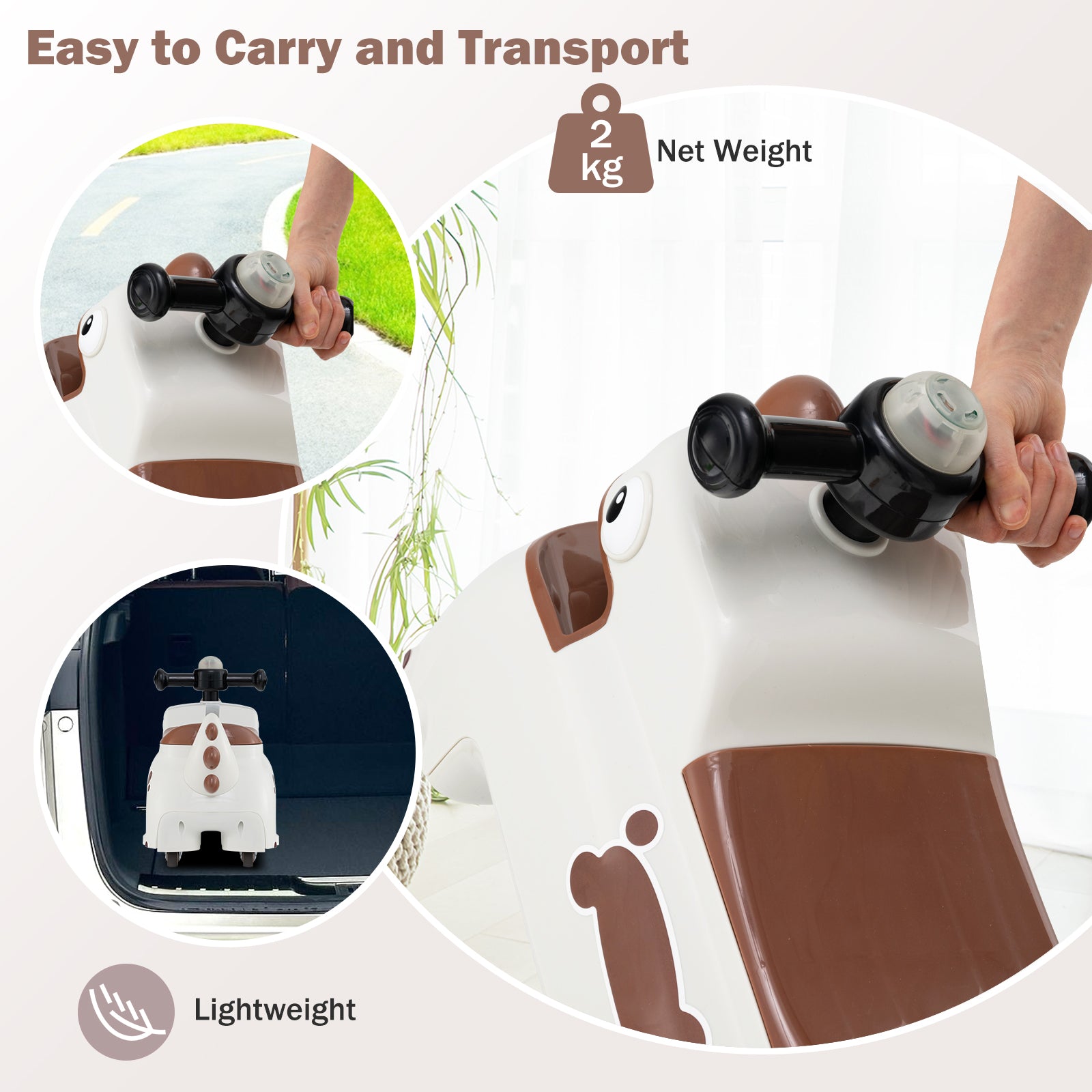 Toddler Ride on Toy with Under Seat Storage with Music and Lights-White
