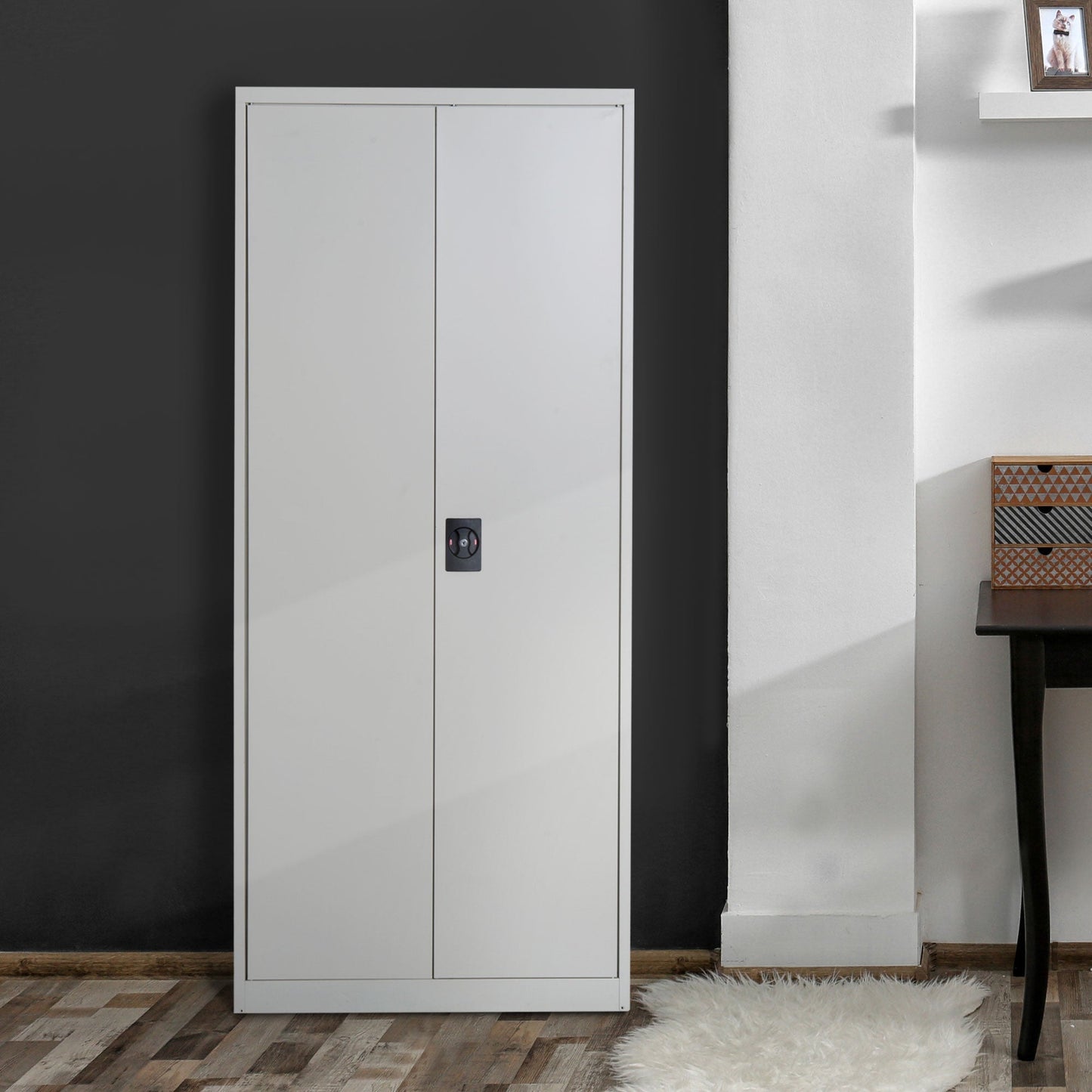 Vinsetto Lockable Filing Cabinet Tall Adjustable Shelf Large Office Storage for Office Use, White