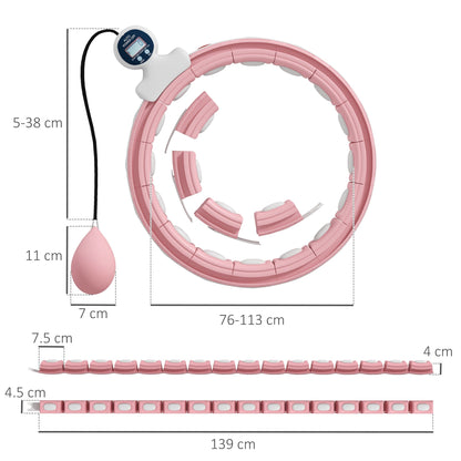 SPORTNOW Smart Weighted Hula Hoop, Massage Hula Ring w/ 16 Detachable Knots, 360  Auto-Rotating Ball, Digital Counter, Pink