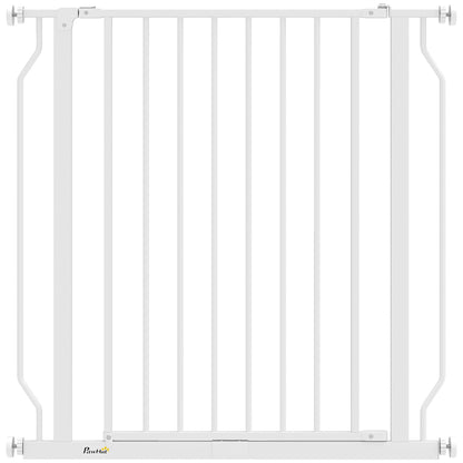 PawHut Extra Wide Dog Gate, with Door Pressure, for Doorways, Hallways, Staircases - White
