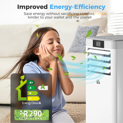 HOMCOM 10000 BTU Air Conditioning Unit, 4-in-1 Portable Air Conditioner, Dehumidifier, Cooling, Fan, Sleep Mode, with Remote Control, LED Display, 2 Speeds, 24H Timer, Window Venting Kit, 22mÂ²