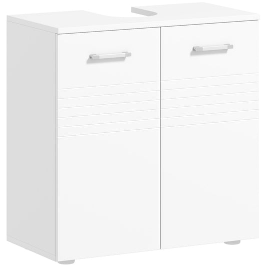 kleankin Under Sink Cabinet, Bathroom Vanity Unit, Pedestal Under Sink Design, Storage Cupboard with Adjustable Shelf, High Gloss, White