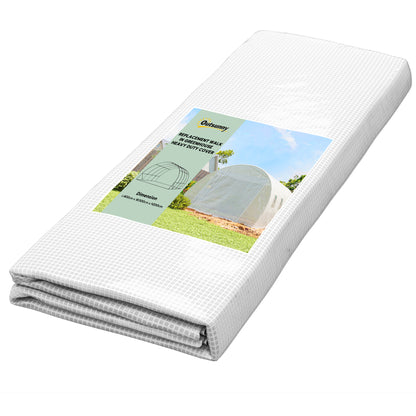 Outsunny 4 x 3 x 2m Polytunnel Greenhouse Replacement Cover ONLY Winter Garden Plant PE Cover for Tunnel Walk-in Greenhouse with Roll-up Windows Door Outdoor, White