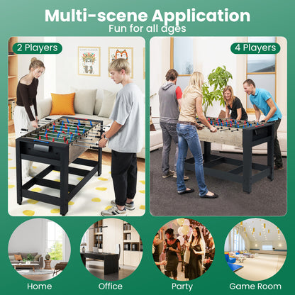 2-in-1 Swivel Multi Game Table 122 cm Foosball and Pool Combo Table-Black