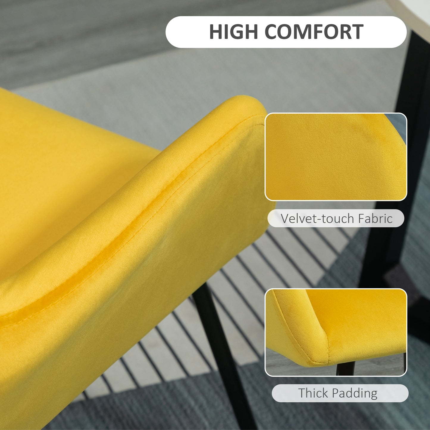 HOMCOM Modern Dining Furniture Set with Round Table and Accent Armchair Black and Yellow