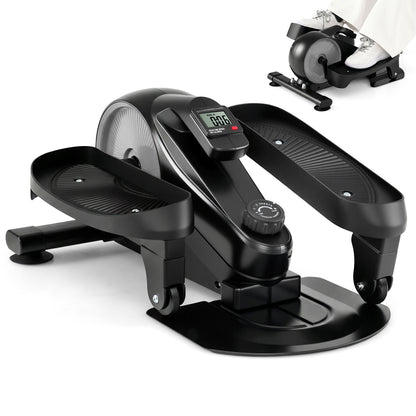 Under Desk Elliptical Pedal Exerciser Adjustable Magnetic Resistance-Silver